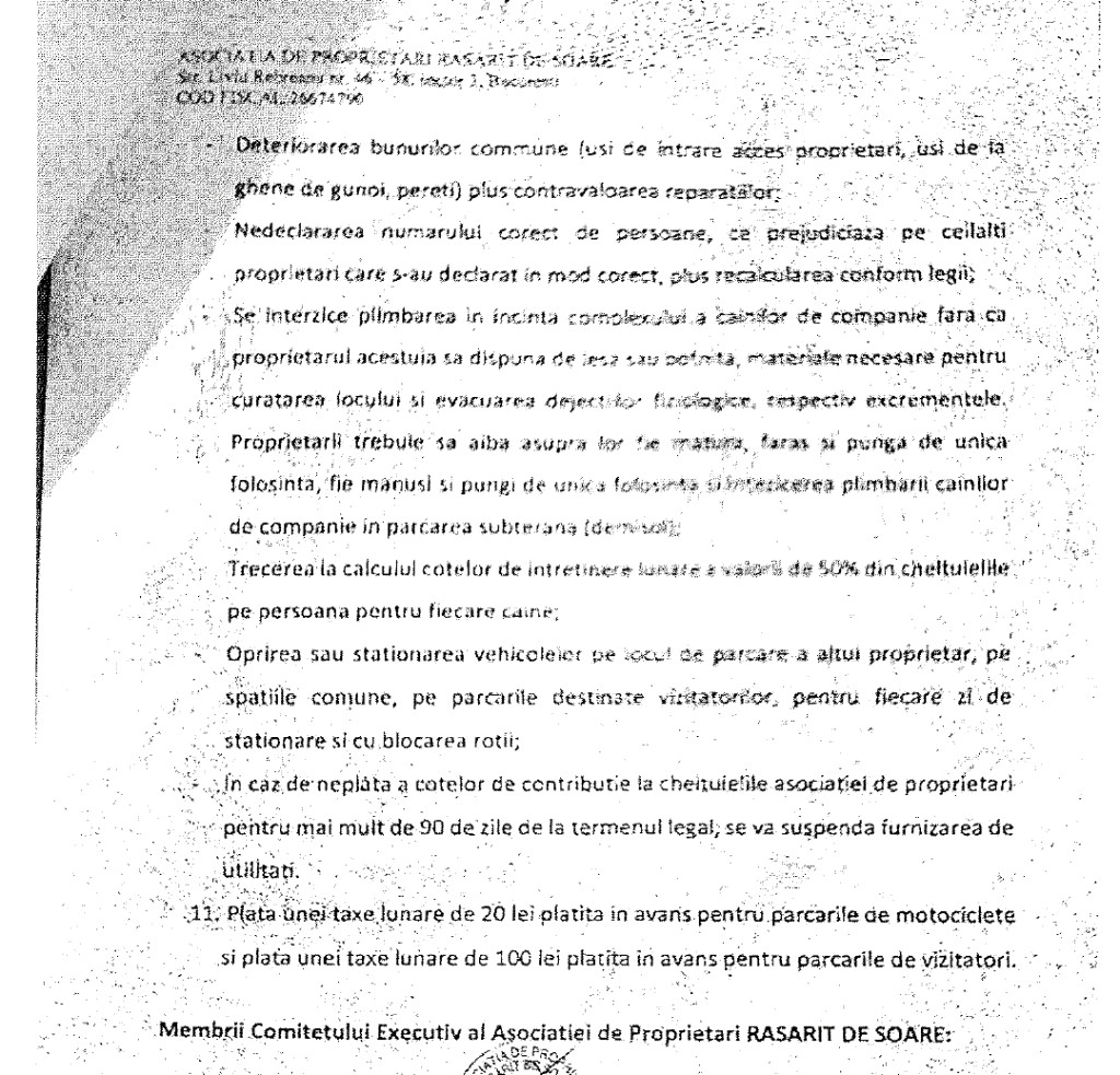 Hotărâre 2017 – interzicere plimbare câini parcare subterană, cotă 50% întreținere